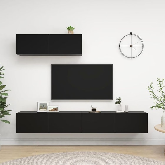 Έπιπλα Τηλεόρασης VidaXL Μοριοσανίδα 3 Τμχ 100x30x30cm - Μαύρο image 2