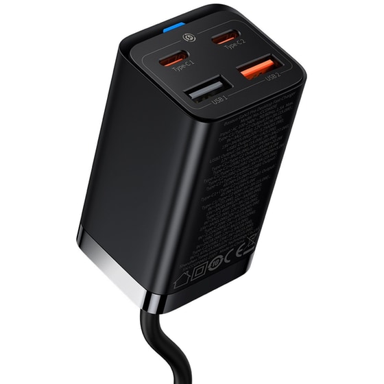 Φορτιστής Πρίζας Baseus 2xUsb-C, 2xUsb 65W - Black image 1
