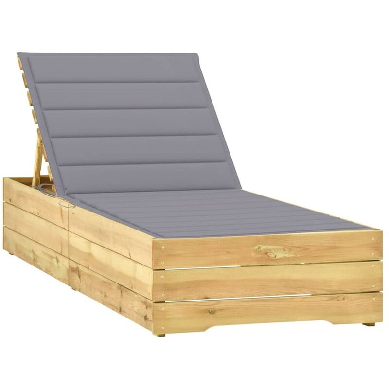 Ξαπλώστρα VidaXL από Εμποτισμένο Ξύλο Πεύκου 198x68x28-75 cm - Μπεζ/Γκρι