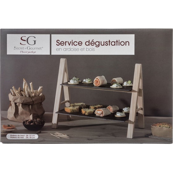 Ορντεβιέρα - Πλατώ Διώροφο Spitishop S-d Serving Tray 160505 Πέτρινο 32.5x18x27 cm - Μαύρο image 1