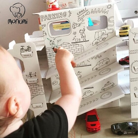 Babyrun Παρκινγκ Garage Xl Car Park Από 3d Λευκό Χαρτόνι Ζωγραφικής Monumi image 3