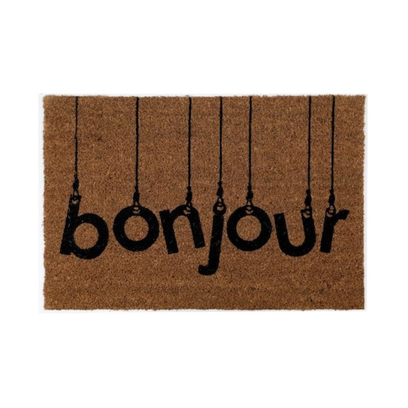 ARIA TRADE Πατάκι Χαλάκι Εισόδου Doormat Bonjour Σε Καφέ Χρώμα Με Σχέδιο Bonjour 40x60 cm