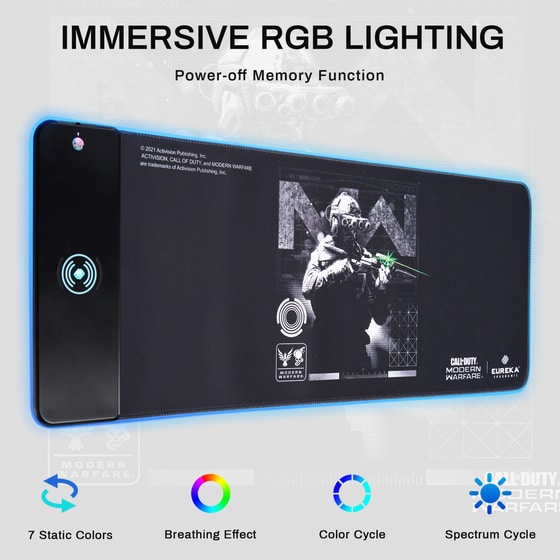 Eureka Ergonomic Call Of Duty Modern Warfare Gaming Mouse Pad XXL 800mm με RGB Φωτισμό Μαύρο image 1