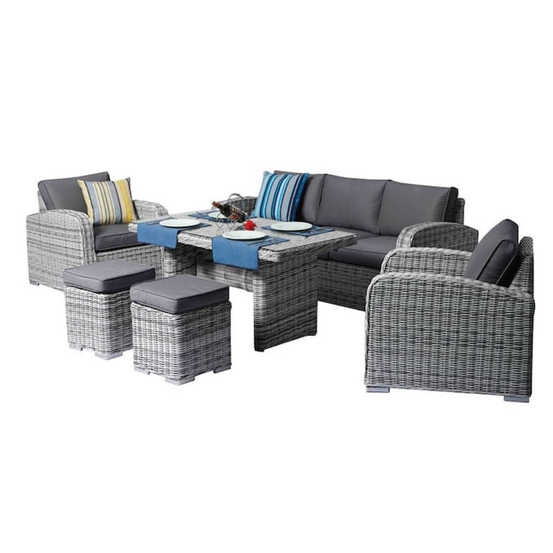 WOODWELL Σετ Επίπλων Εξωτερικού Χώρου Woodwell από Wicker 6 Τμχ - Γκρι