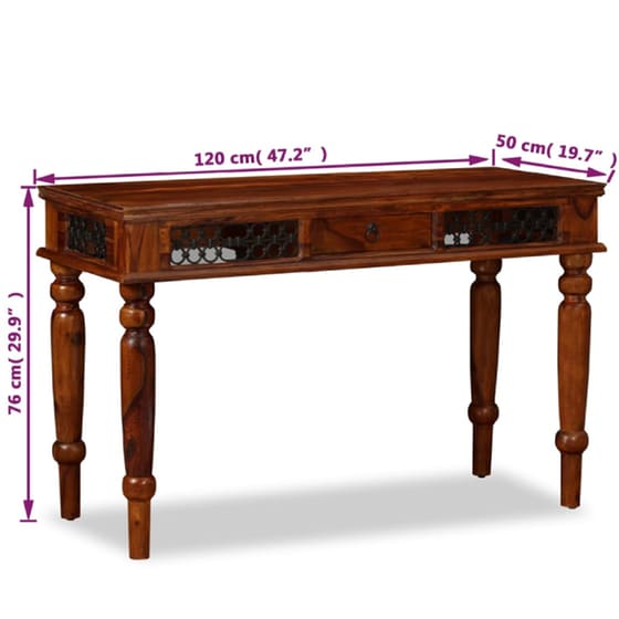 Γραφείο με Συρτάρια VidaXL από Μασίφ Ξύλο Sheesham 120x50 cm - Καφέ image 7