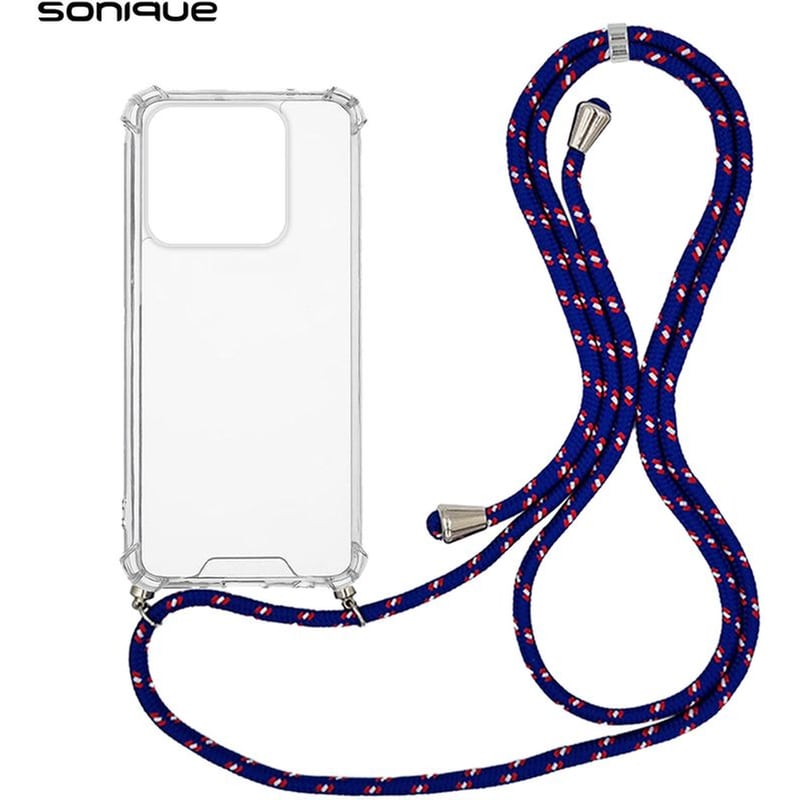 SONIQUE Θήκη Xiaomi Xiaomi 14 - Sonique Armor Σιλικόνης Με Κορδόνι Rainbow Μπλε - Clear