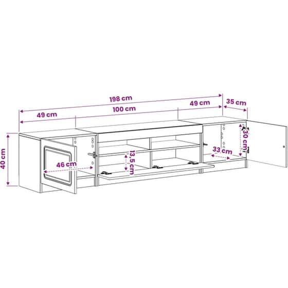 Έπιπλο Τηλεόρασης VidaXL UTRECHT με LED 3 τμχ 198 x 35 x 40 cm - Μαύρο image 5