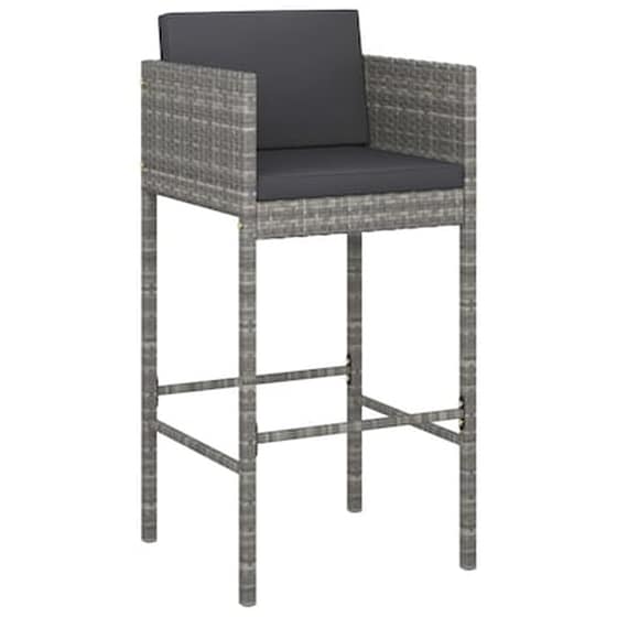 Vidaxl Σετ Επίπλων Μπαρ Κήπου 3 Τεμ. Γκρι Συνθετικό Ρατάν Με Μαξιλάρια image 3