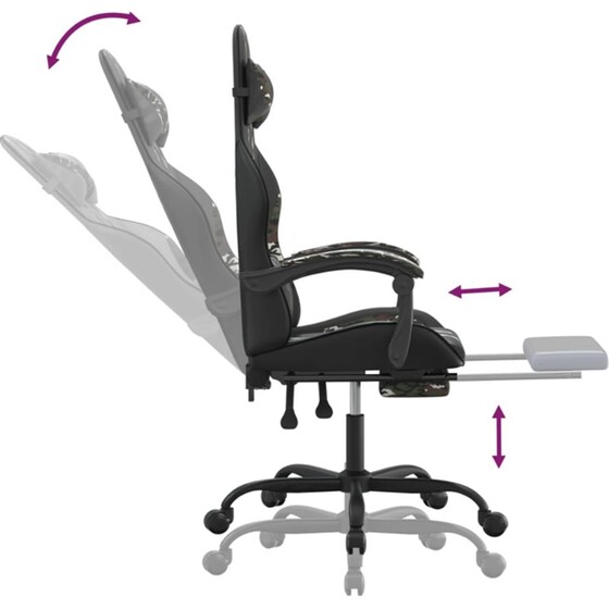 Καρέκλα Gaming VIDAXL 3143841 με Υποπόδιο από Τεχνητό Δέρμα - Μαύρο image 4