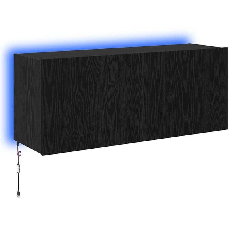 Έπιπλο Τηλεόρασης VidaXL Επιτοίχιο με LED 100 x 35 x 41 cm - Μαύρη Οξιά