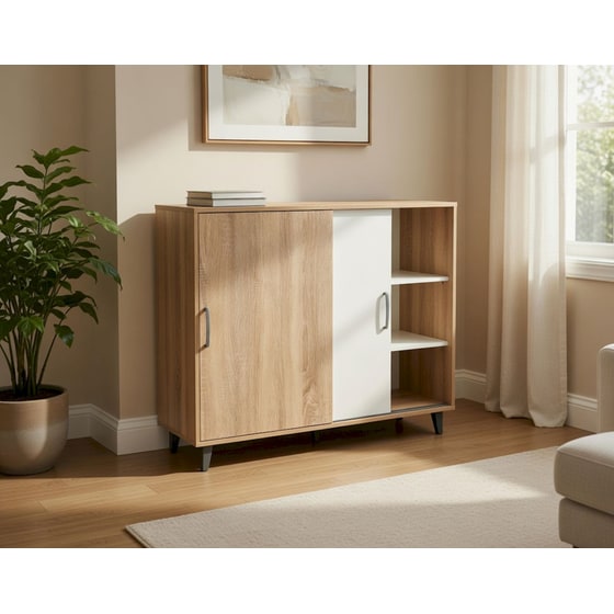 Παπουτσοθήκη Ντουλάπι Kitwood με 3 Ράφια και 2 Πόρτες 100x40x102cm - Sonoma/ Δρυς image 2