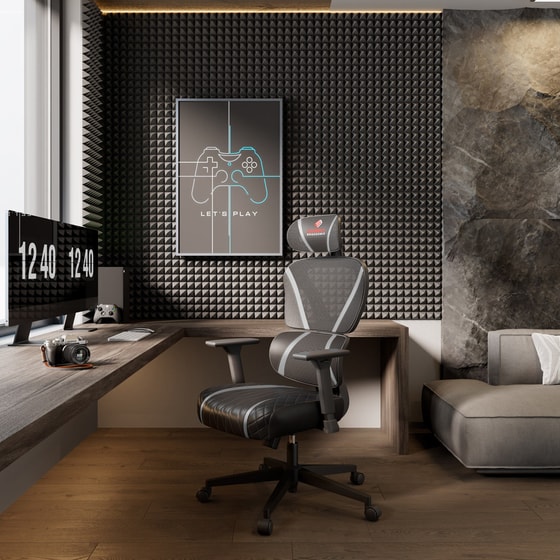Καρέκλα Gaming Eureka Ergonomic Ergonomic Norn ERK-GC06-GY από Τεχνητό Δέρμα - Μαύρη image 6