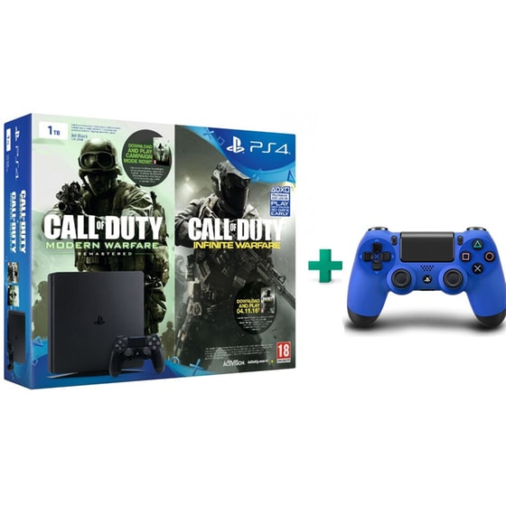 Sony PlayStation 4 - 1TB Slim D Chassis & Call of Duty: Infinite Warfare Legacy Edition (Digital) & 2ο χειριστήριο (μπλε) image 0
