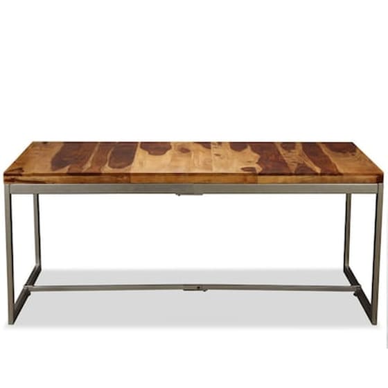 Τραπεζαρία Vidaxl  Από Μασίφ Ξύλο Sheesham Και Ατσάλι 180x90x76 cm - Μαύρο/Καφέ image 3