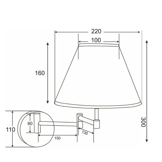 Απλίκα Τοίχου Aca Suwon Suwb01b Μεταλλική 22x30 cm - Ασημί/Μαύρη image 1
