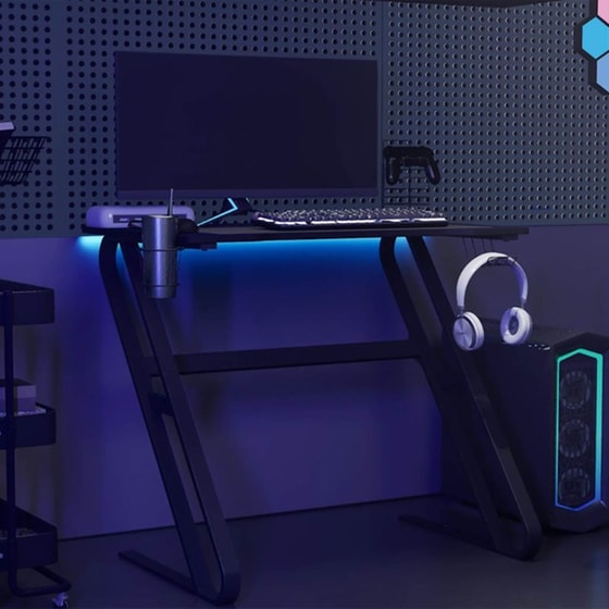 Γραφείο Gaming VidaXL με Πόδια σε Σχήμα ZZ 90x60x75 cm - Μαύρο image 1