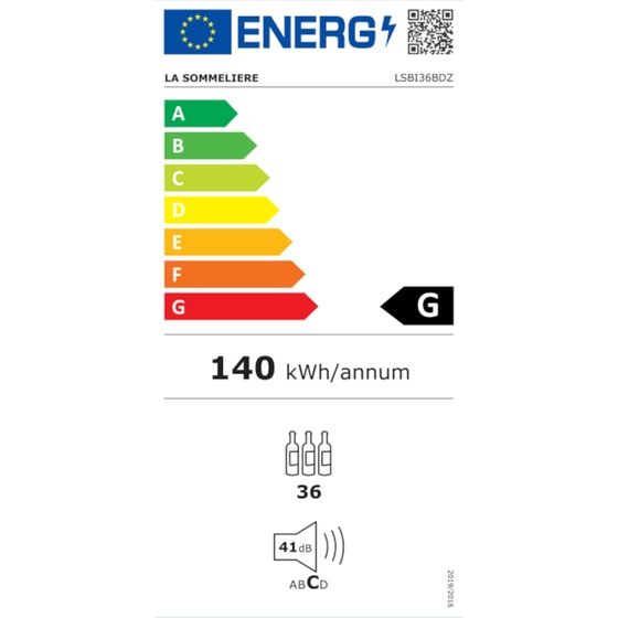 LA SOMMELIERE LSBI36BDZ για 36 Μπουκάλια με Anti-Vibration Σύστημα Μαύρο Εντοιχιζόμενος Συντηρητής Κρασιών image 20