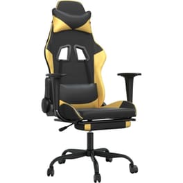 Καρέκλα Gaming VIDAXL 3143655 με Υποπόδιο από Τεχνητό Δέρμα - Μαύρο
