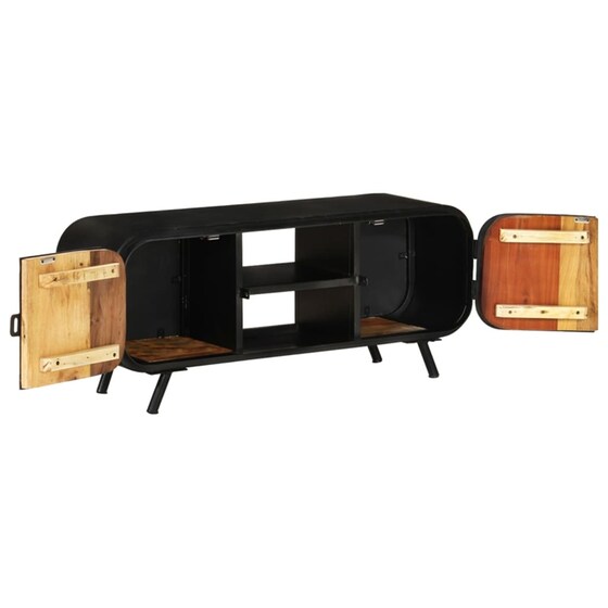 Έπιπλο Τηλεόρασης VidaXL από Μασίφ  Ξύλο  110x30x45 cm - Mαύρο image 6