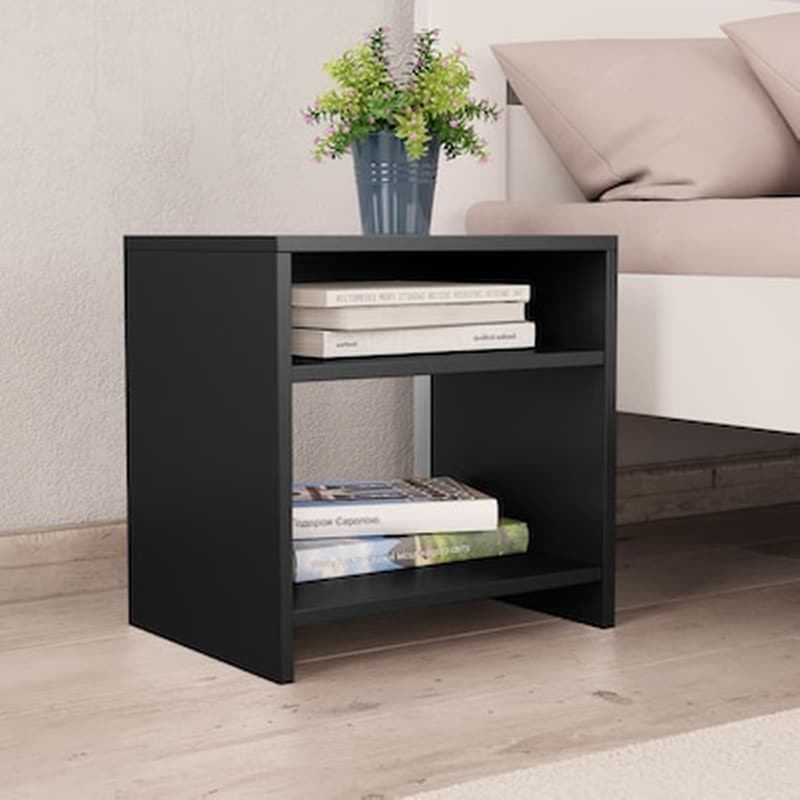 Τραπεζάκι Κομοδίνο Vidaxl από Μοριοσανίδα 40x30x40cm - Μαύρο VIDAXL