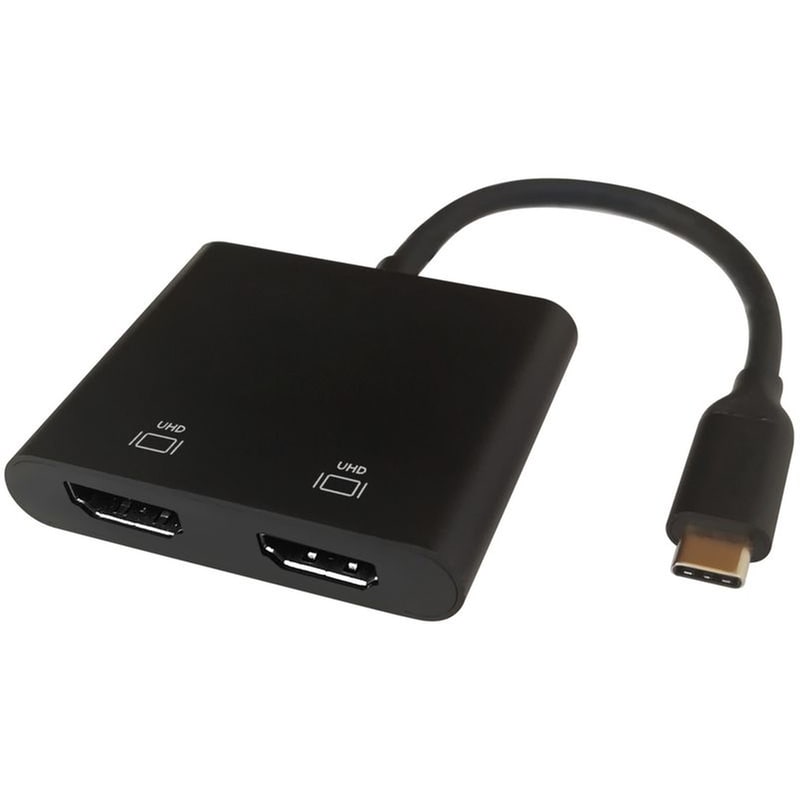 DELTACO Docking Station Deltaco Multi-stream 2x HDMI 4K/60hz συμβατό με USB-C (10cm) - Μαύρο