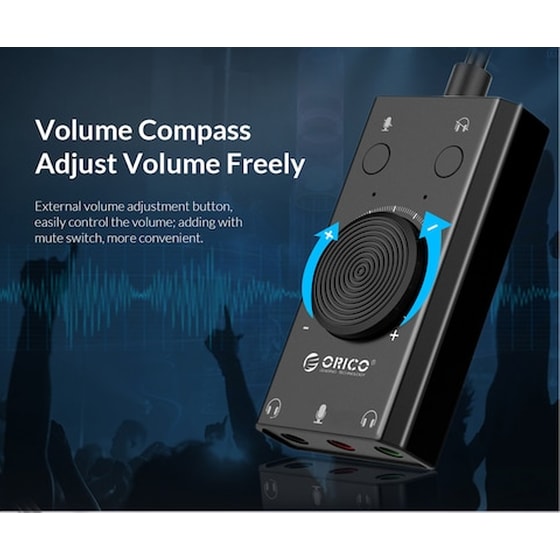 Κάρτα Ήχου Orico SC2 USB 3x 3.5mm, Volume Control - Μαύρο image 2
