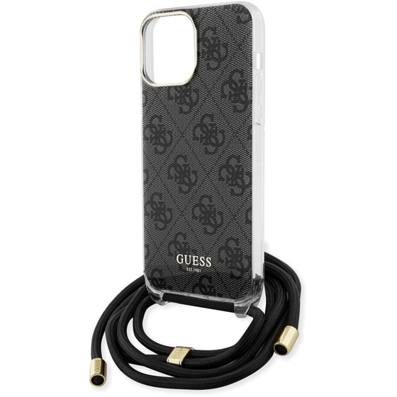 Θήκη Apple iPhone 15 Pro Max - Guess 4g Logo Collection Crossbody Hard Case με Script Metal Logo - Μαύρο image 1