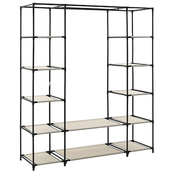 Vidaxl Ντουλάπα Με Ράφια / Σωλήνες Κρεμ 150x45x176 Εκ. Υφασμάτινη image 4