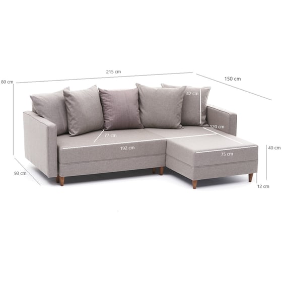 Γωνιακός Καναπές 24Mall Angolo 215x80 cm - Μπεζ image 3