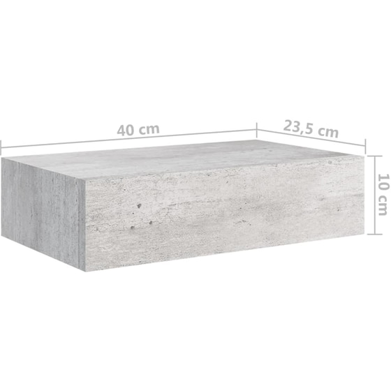Ράφια Τοίχου VidaXL με Συρτάρι από MDF 40x23.5x10 cm 2 Τμχ - Γκρι image 9