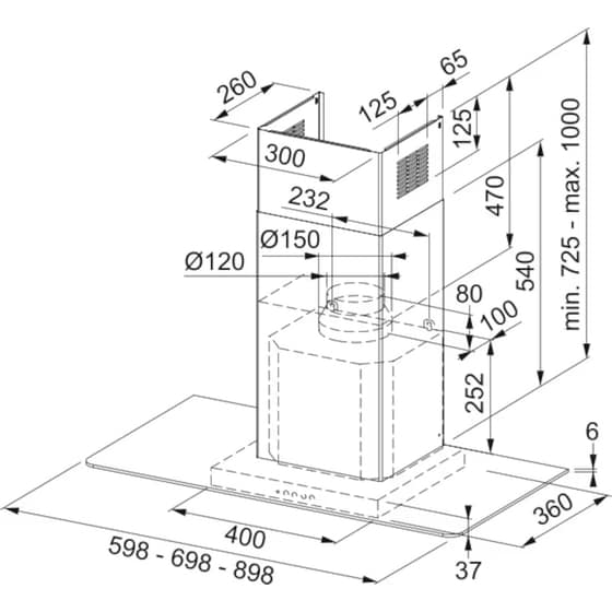 FRANKE NEW PERFECT GLASS FGL 925 XS NP 90cm Inox Απορροφητήρας Καμινάδα - Τζάκι image 1