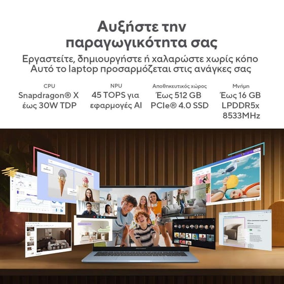 Asus Vivobook S14 S5408QA-TM283W WUXGA IPS (Snapdragon X  X1-26-101/8GB/256GB SSD/Qualcomm Adreno/Win11Home) Laptop image 10