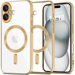 Θήκη Apple Iphone 16 - Tech-protect Magflex Διάφανη Σιλικόνης Με Magsafe - Shiny Gold (5906302311385)