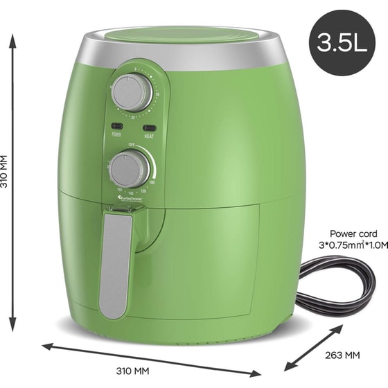 TURBOTRONIC TT-AF10M με Αποσπώμενο Κάδο 1200 W 3.5 L Πράσινο Φριτέζα Αέρος image 5