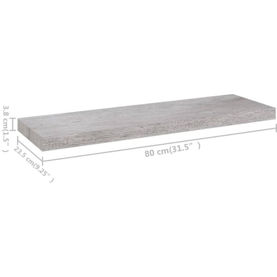 Ράφι Τοίχου VidaXL από MDF 80x23.5x3.8 cm - Γκρι image 6