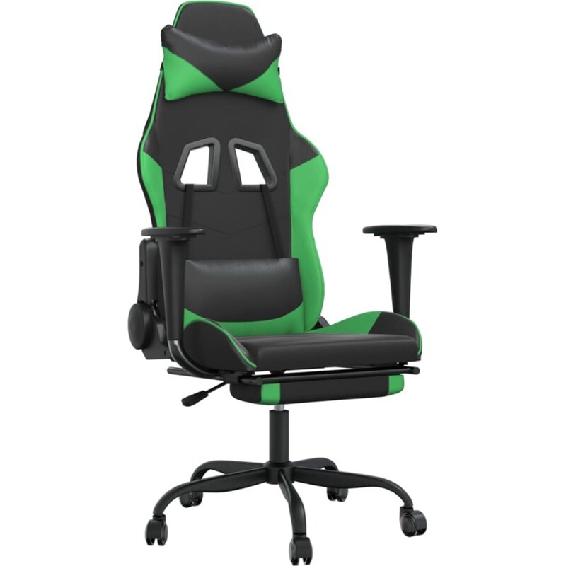 Καρέκλα Gaming VIDAXL 3143656 με Υποπόδιο από Τεχνητό Δέρμα - Μαύρο