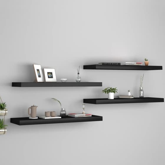 Ράφια Τοίχου VidaXL από MDF 80x23.5x3.8 cm 4 Τμχ  - Μαύρο image 1