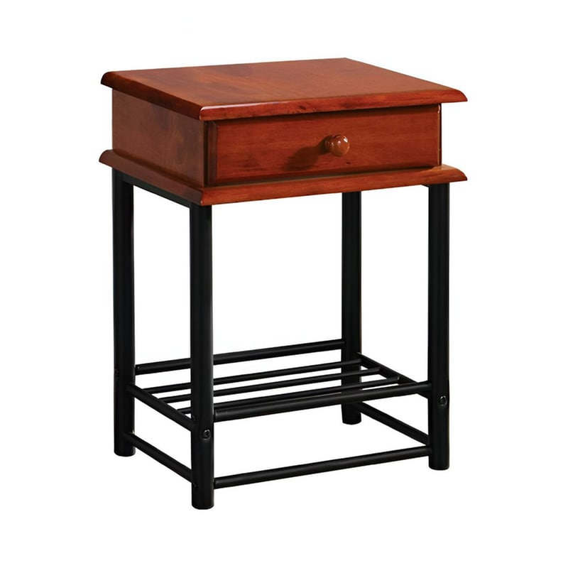 WOODWELL Κομοδίνο Woodwell Από Ξύλο Και Μέταλλο 45x33x58 cm - Καρυδί Μαύρο