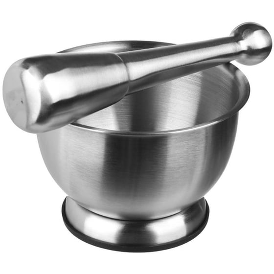 Πολτοποιητής Γουδί Spitishop από Ανοξείδωτο Ατσάλι 12.2x12cm - Ασημί image 0