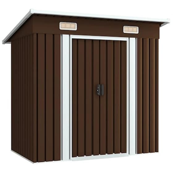 Vidaxl Αποθήκη Κήπου Καφέ 194 X 121 X 181 Εκ. Ατσάλινη image 1