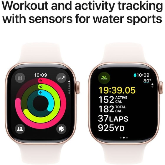 Apple Watch Series 10 GPS 46mm Rose Gold Aluminium Case with Light Blush Sport Band - M/L image 3