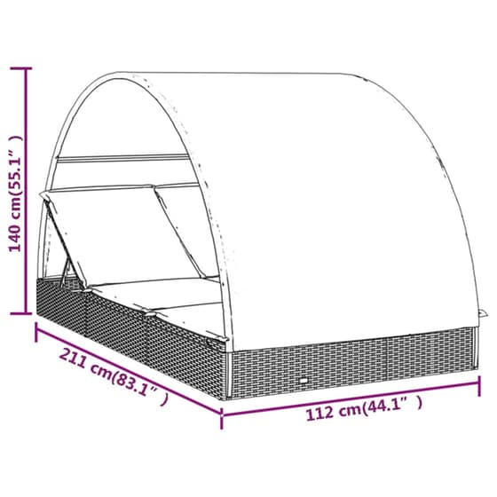 Ξαπλώστρα VidaXL από Συνθετικό Ρατάν 211x112x140 cm - Γκρι image 11
