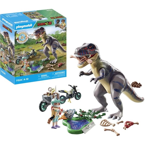 PLAYMOBIL® Dino Rise T-Rex και εξερευνητής με μοτοσικλέτα (71524) image 1