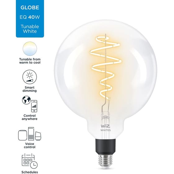 Έξυπνη Σφαιρική Λάμπα LED WiZ G200 E27 40W - Λευκό image 1