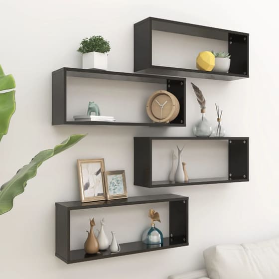 Ράφια Τοίχου VidaXL από Μοριοσανίδα 60x15 cm 4 Τμχ - Μαύρο image 1
