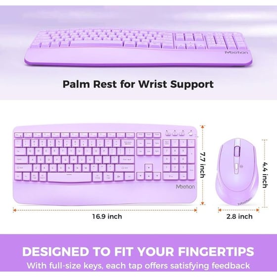 Meetion DirectorA Εργονομικό Combo Σετ Ασύρματο Πληκτρολόγιο & Ποντίκι Μωβ image 2