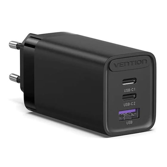 Φορτιστής Πρίζας Vention FEDB0-EU Gan USB-C/USB-A 65 W - Μαύρο image 1