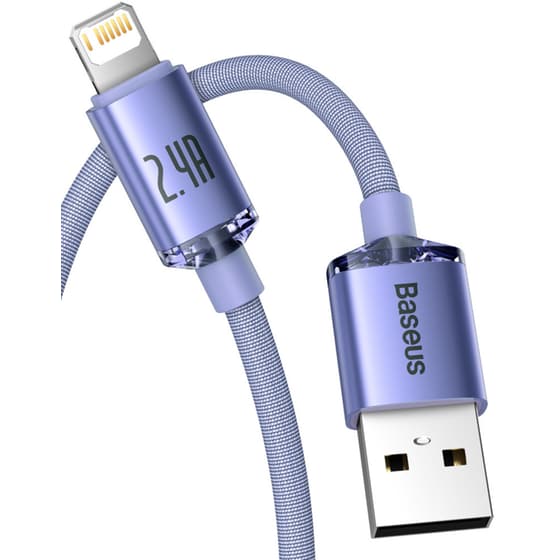 Καλώδιο δεδομένων Baseus Crystal Shine Series Usb to Lightning 2.4A 1.2m - Λιλά image 2