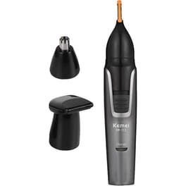 Trimmer KEMEI KM-312 3 σε 1 Επαναφορτιζόμενo για Μύτη, Αυτιά, Φρύδια και Φαβορίτες Ασημί
