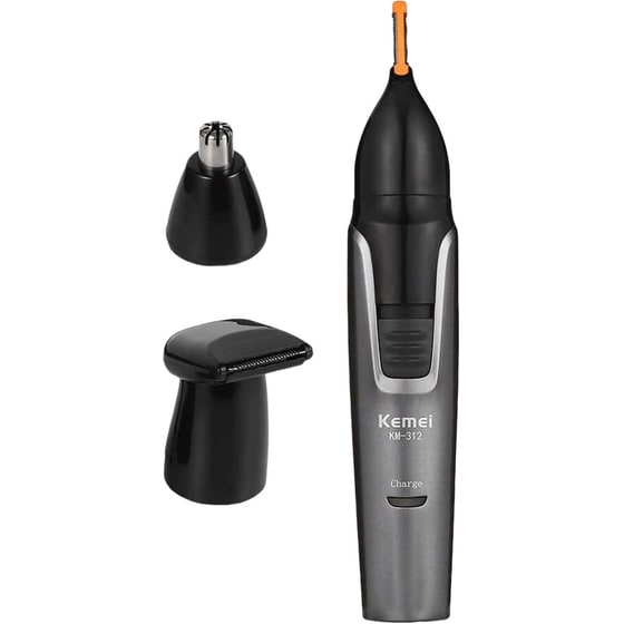 Trimmer KEMEI KM-312 3 σε 1 Επαναφορτιζόμενo για Μύτη, Αυτιά, Φρύδια και Φαβορίτες Ασημί image 0